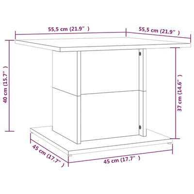 vidaXL Table basse Gris Sonoma 55,5x55,5x40 cm Aggloméré