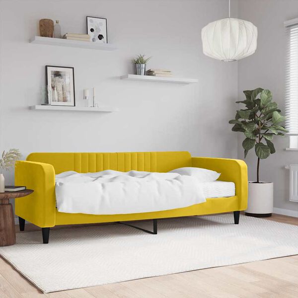 vidaXL Lit de jour avec matelas jaune 90x200 cm velours