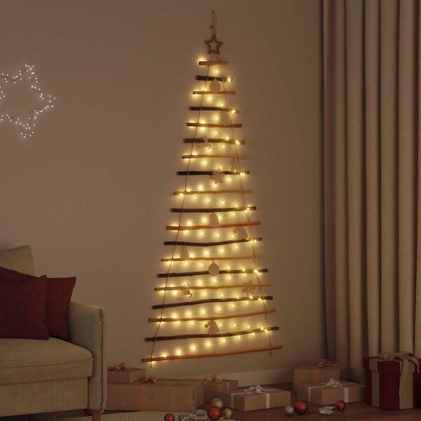 vidaXL Sapin de Noël avec 100 LED Naturel 180 cm frêne massif