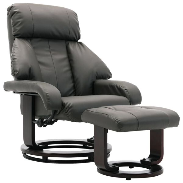 vidaXL Fauteuil TV avec repose-pied Gris Similicuir