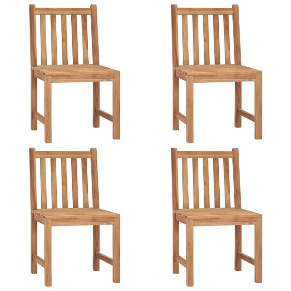 vidaXL Chaises de jardin lot de 4 avec coussins Bois de teck massif