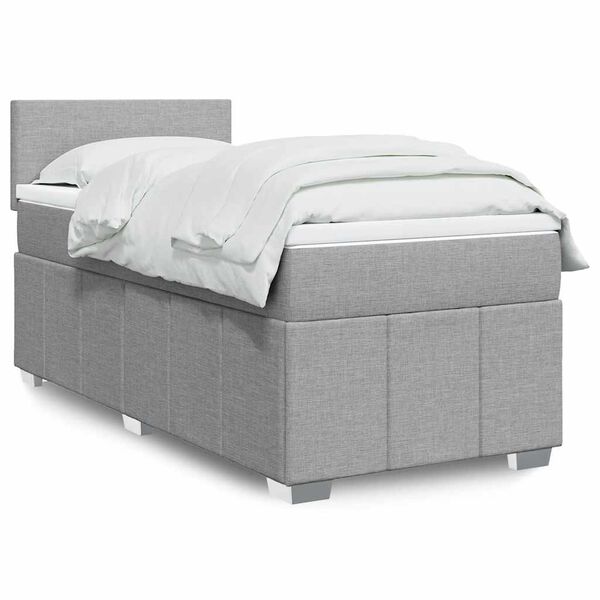 vidaXL Sommier &agrave; lattes de lit avec matelas gris clair 80x200 cm tissu