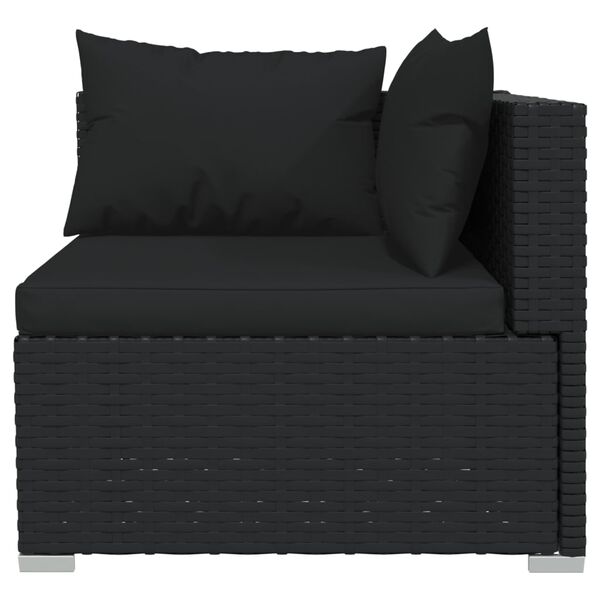 vidaXL Salon de jardin 14 pcs avec coussins Noir R&eacute;sine tress&eacute;e