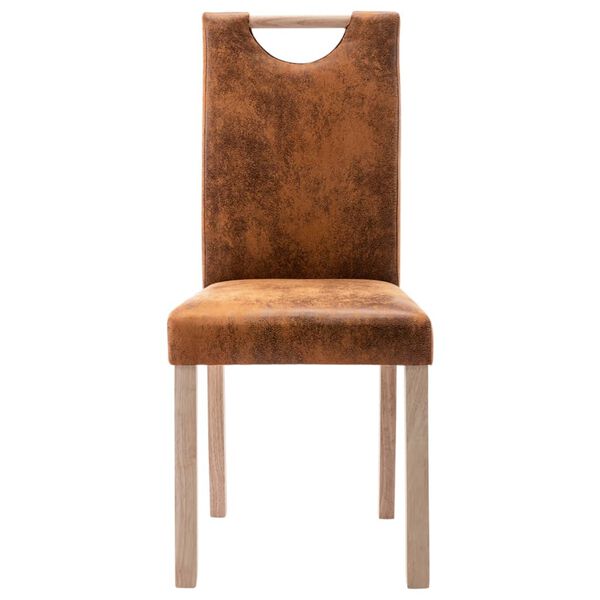vidaXL Chaises &agrave; manger lot de 2 marron similicuir daim