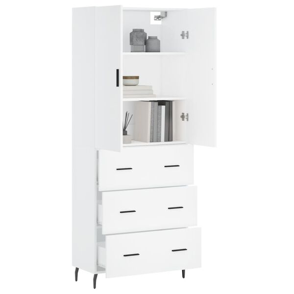 vidaXL Buffet haut Blanc 69,5x34x180 cm Bois d'ingénierie