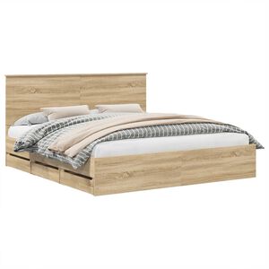 vidaXL Cadre de lit Ch&ecirc;ne Sonoma 200 x 200 cm Bois Ing&eacute;nierie