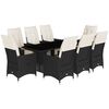 vidaXL Ensemble &agrave; manger de jardin 9pcs coussins noir r&eacute;sine tress&eacute;e
