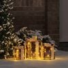 vidaXL D&eacute;coration de bo&icirc;te cadeau avec 60 LED 3 pcs Blanc chaud Rotin