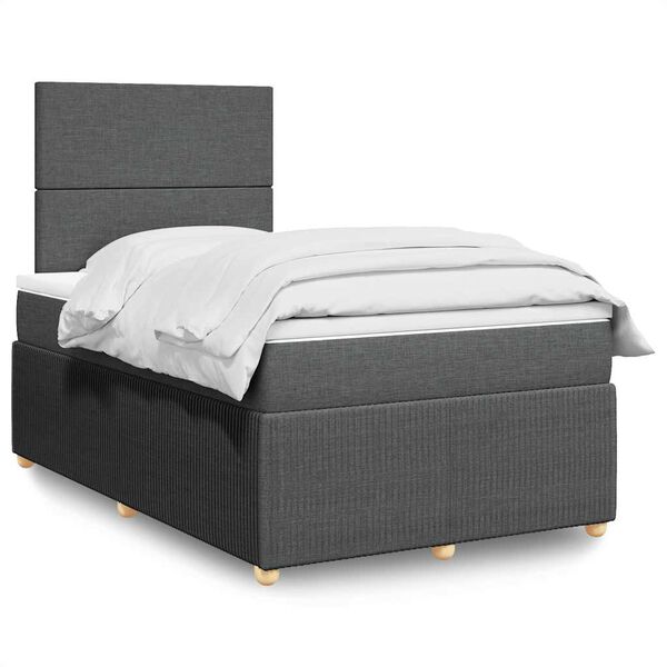 vidaXL Sommier &agrave; lattes de lit avec matelas Gris fonc&eacute; 120x200cm Tissu