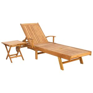 vidaXL Transat avec Table Bois de teck massif Marron