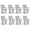 vidaXL Chaises pliables d'extérieur lot de 8 et coussins Bois d'acacia