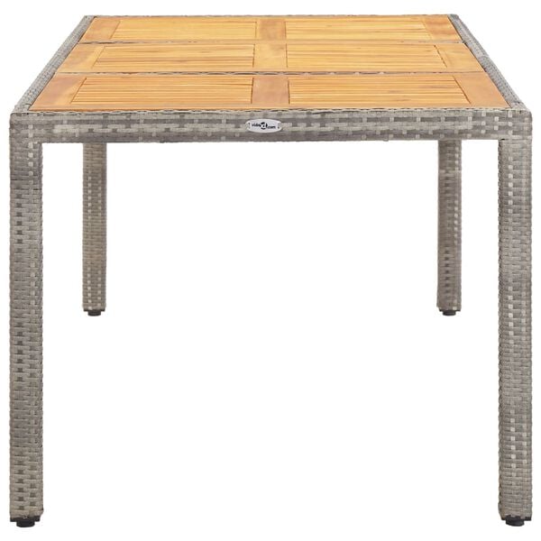 vidaXL Table de jardin Gris 190x90x75 cm Résine tressée et acacia