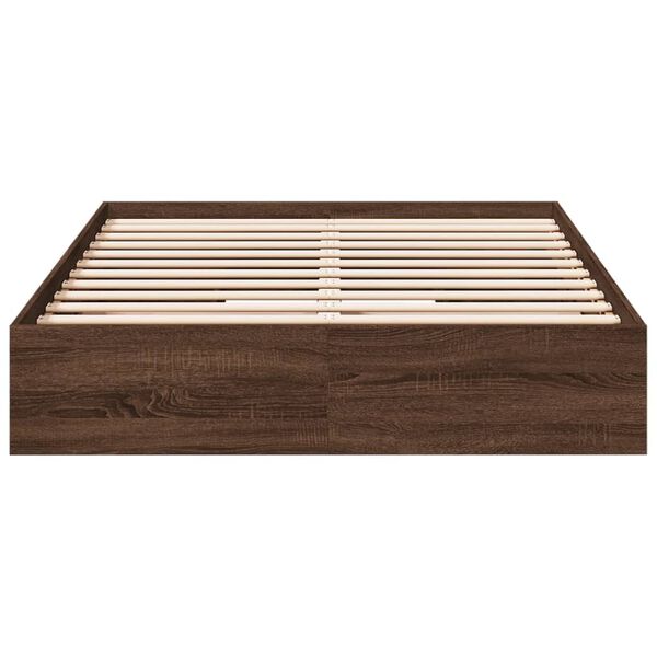 vidaXL Cadre de lit avec tiroirs sans matelas ch&ecirc;ne marron 135x190 cm