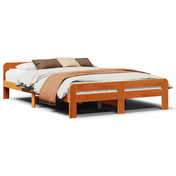 vidaXL Cadre de lit sans matelas cire marron 160x200cm bois pin massif