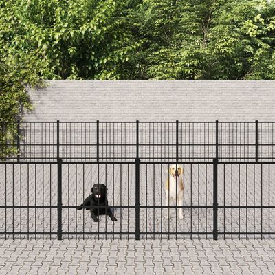 vidaXL Chenil d'extérieur pour chiens Acier 60,22 m²
