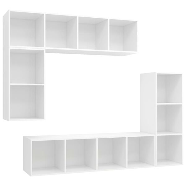 vidaXL Ensemble de meubles TV 4 pcs Blanc Bois d'ingénierie