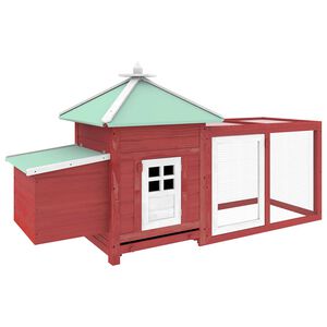 vidaXL Poulailler avec nichoir Rouge 190x72x102cm Bois de sapin massif