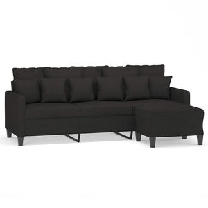 vidaXL Canap&eacute; &agrave; 3 places avec repose-pieds Noir 180 cm Tissu