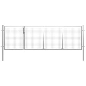 vidaXL Portail de jardin en acier 350 x 75 cm argent&eacute;