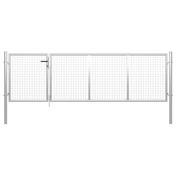 vidaXL Portail de jardin en acier 350 x 75 cm argenté