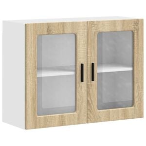 vidaXL Armoire murale de cuisine et porte en verre Porto ch&ecirc;ne sonoma