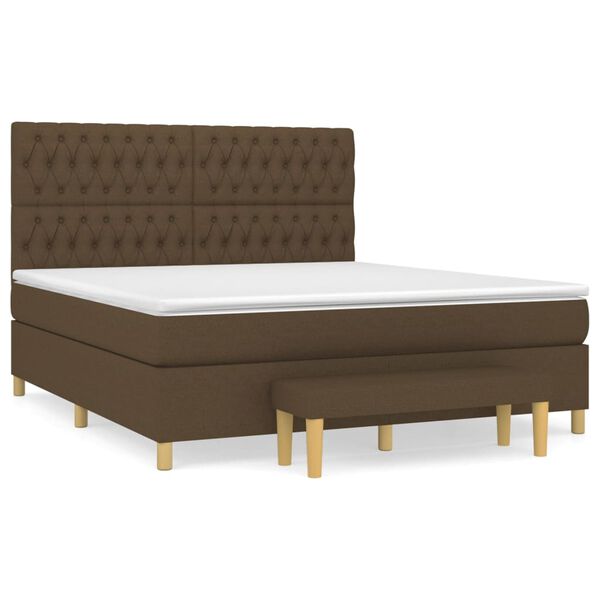 vidaXL Sommier &agrave; lattes de lit avec matelas Marron fonc&eacute; 180x200 cm