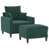 vidaXL Fauteuil avec repose-pied Vert fonc&eacute; 60 cm Velours