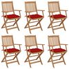 vidaXL Chaises pliables de jardin lot de 6 avec coussins Bois d'acacia