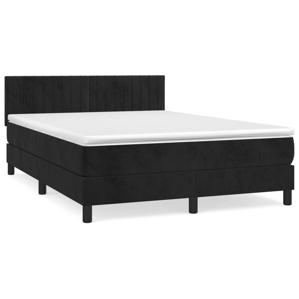 vidaXL Sommier &agrave; lattes de lit avec matelas Noir 140x190 cm Velours