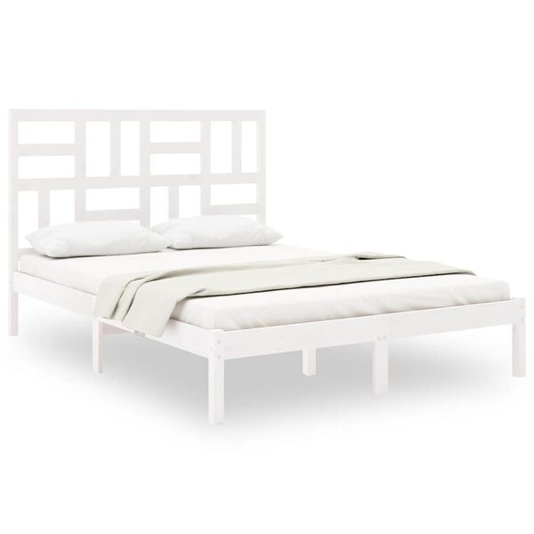 vidaXL Cadre de lit sans matelas blanc bois massif 140x200 cm