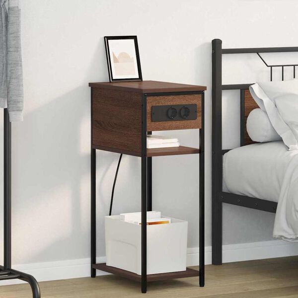 vidaXL Cabinet de chevet Ch&ecirc;ne brun 41 x 28 x 76 cm Bois d'ing&eacute;nierie