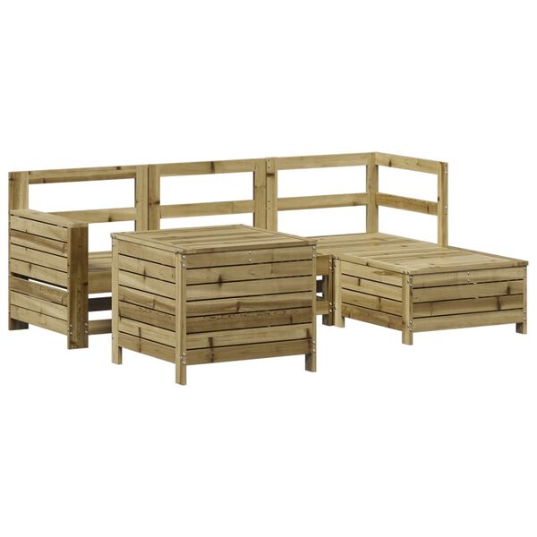vidaXL Salon de jardin 5 pcs bois de pin impr&eacute;gn&eacute;