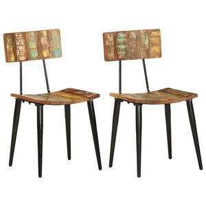 vidaXL Chaises &agrave; manger lot de 2 bois de r&eacute;cup&eacute;ration solide