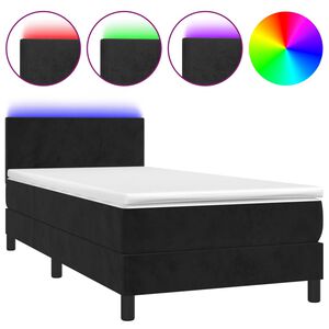 vidaXL Sommier &agrave; lattes de lit avec matelas LED Noir 80x200cm Velours