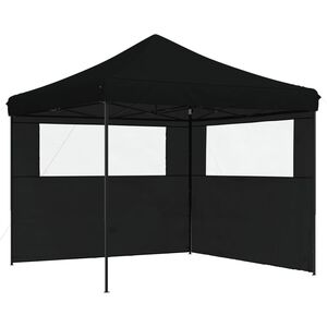 vidaXL Tente de r&eacute;ception pliable escamotable 2 parois lat&eacute;rales noir