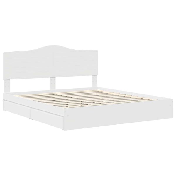 vidaXL Lit de Rangement Blanc 200 x 200 cm Bois d'ing&eacute;nierie