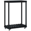 vidaXL Porte-b&ucirc;ches avec roulettes noir 76,5x40x108 cm bois massif pin