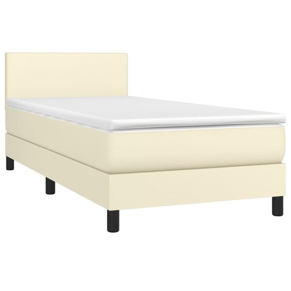 vidaXL Sommier &agrave; lattes de lit avec matelas et LED Cr&egrave;me 80x200cm