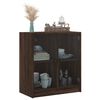 vidaXL Armoire lat&eacute;rale avec portes en verre ch&ecirc;ne marron 68x37x75,5cm