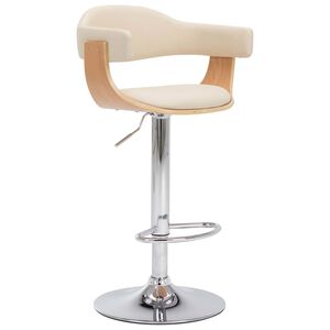 vidaXL Tabourets de bar lot de 2 cr&egrave;me bois courb&eacute; et similicuir