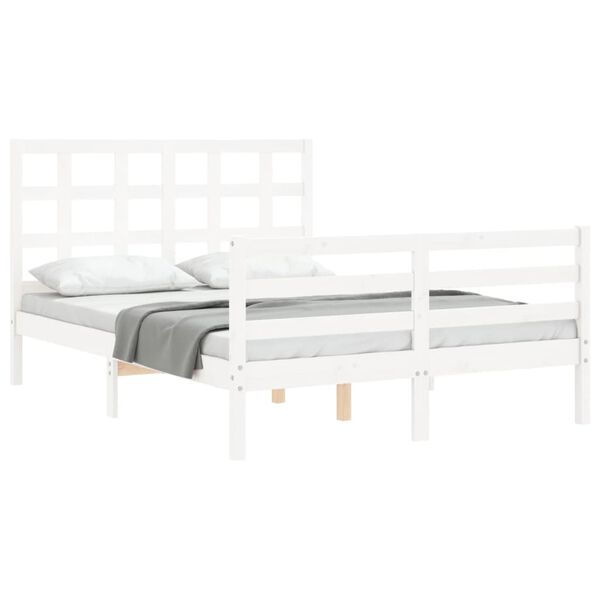 vidaXL Cadre de lit sans matelas blanc 140x190 cm bois massif