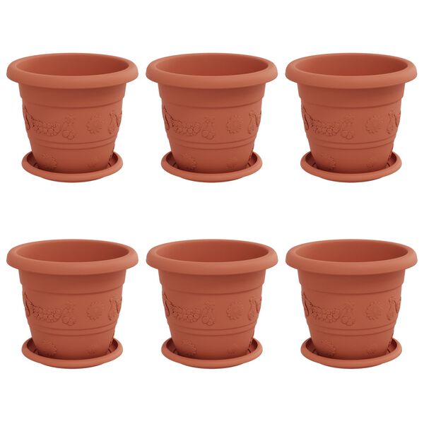vidaXL Pots de plantes 6 pcs Rouge brique &Oslash; 26 x 21.5 cm Plastique