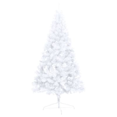 vidaXL Sapin de Noël artificiel pré-éclairé moitié/support blanc 150cm