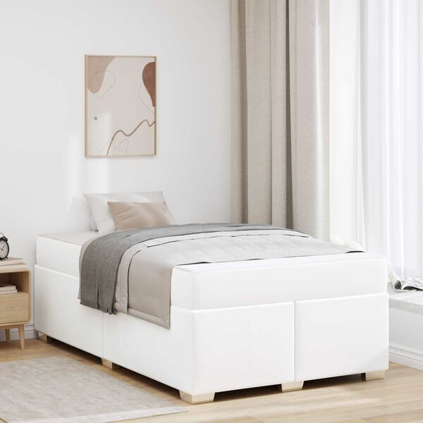 vidaXL Cadre de lit avec matelas Blanc 120 x 190 cm tissu