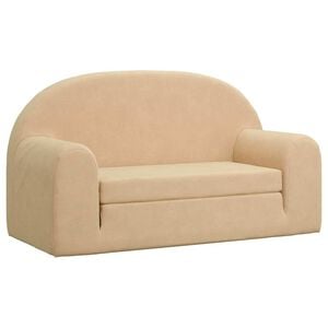 vidaXL Canap&eacute;-lit pour enfants 2 places cr&egrave;me peluche douce