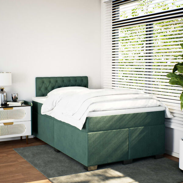 vidaXL Sommier à lattes de lit avec matelas vert foncé 120x190 cm