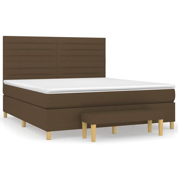 vidaXL Sommier &agrave; lattes de lit avec matelas Marron fonc&eacute; 180x200 cm