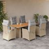 vidaXL Ensemble &agrave; manger de jardin coussins 7 pcs m&eacute;lange beige rotin