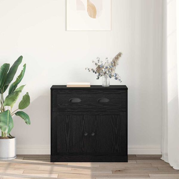 vidaXL Haut Armoire Ch&ecirc;ne noir 70 x 35,5 x 67,5 cm Bois d'ing&eacute;nierie