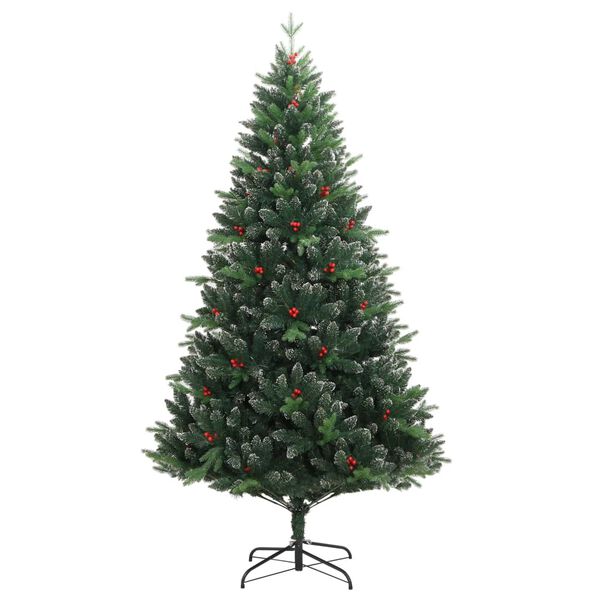 vidaXL Sapin de Noël artificiel à charnières avec baies rouges 210 cm